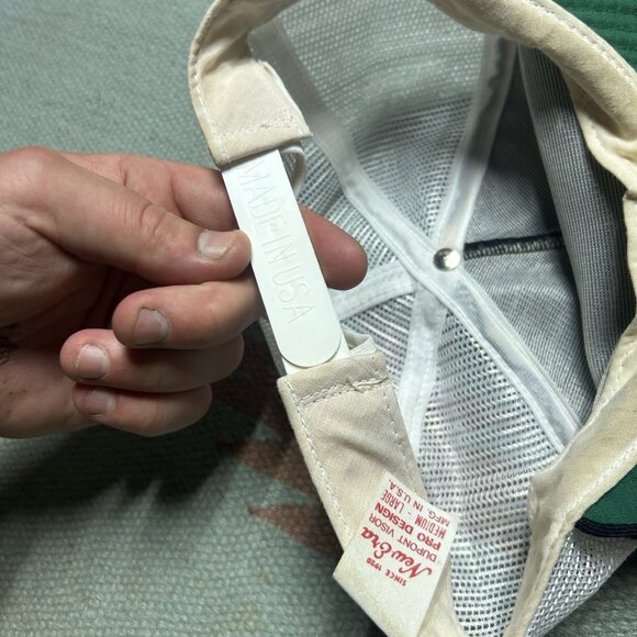 Vintage 80s trucker hat mesh cap new era 2 tone blank black white made in USA - Picture 7 of 8